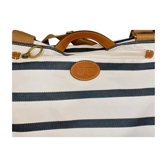 Fossil Keyper Shoulder Messenger Bag Crossbody Striped Coated Canvas - Picture 2 of 4